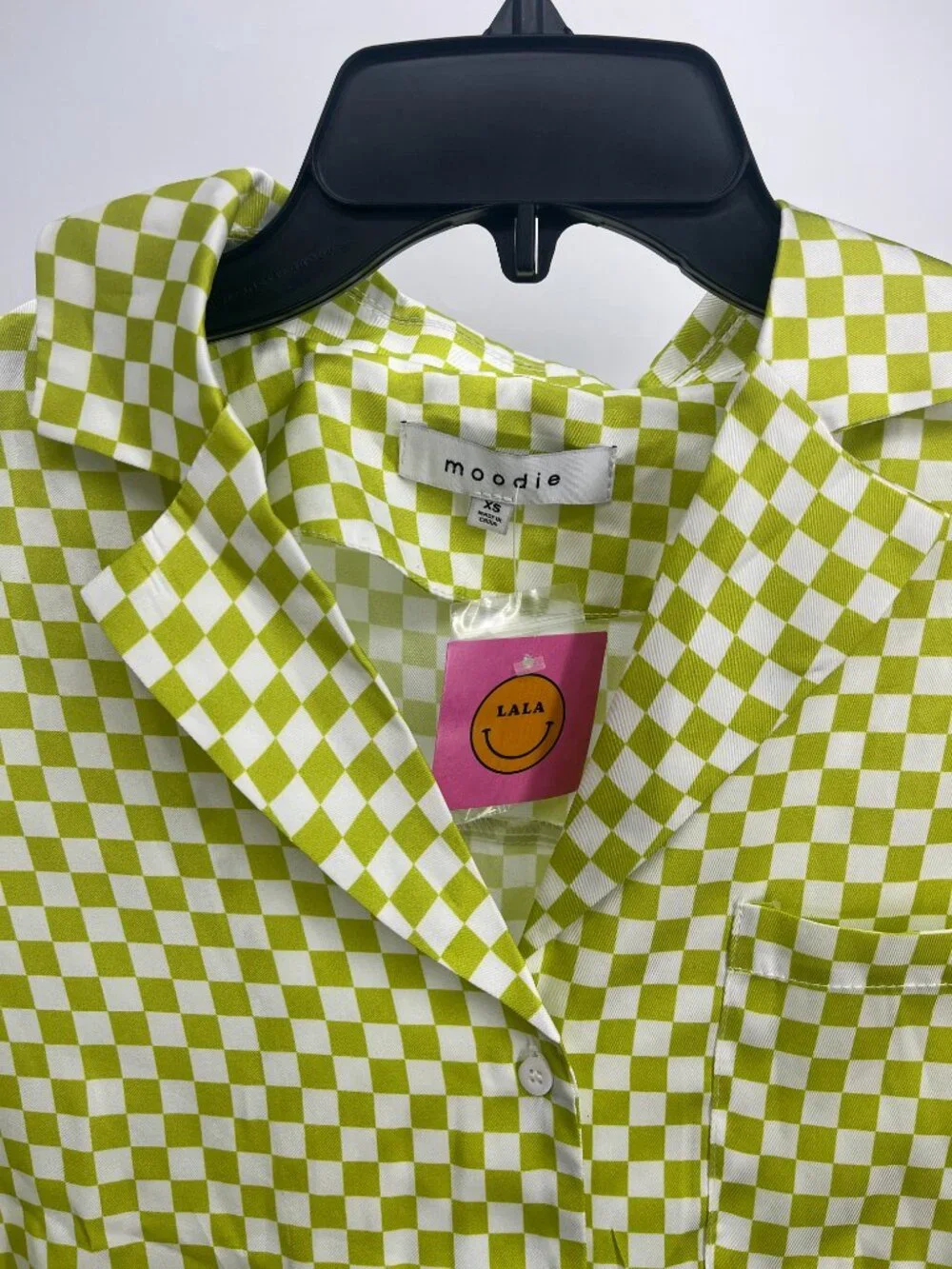 Women's Matching Set - Moodie by Lala Casual Green Checkered Pant/Shirt Set
